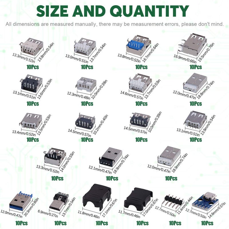 Keadic 180PCS Micro USB & USB 3.0 Male Female Jack Socket Connector Set: 150 Ports, 18 Different Sizes, Laptop, PC, Tablet & More - Image 2